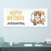 キュートキャットキットン小さな女の子ハッピーバースデー 横断幕 (トレードショー)