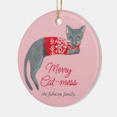 キュートキャットクリスマス子猫レトロウィンターホリデー セラミックオーナメント (左)