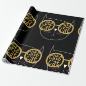 キュートキャットグラスグラフィック金ゴールドグリッター子猫顔 ラッピングペーパー (アンロールド)