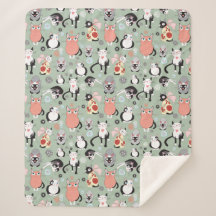 キュートキャットシェルパフリースブランケット