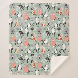 キュートキャットシェルパフリースブランケット シェルパブランケット