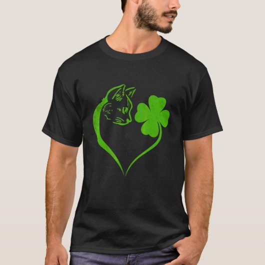 キュートキャットシャムロックアイリッシュSt patricks day子猫 Tシャツ (正面)