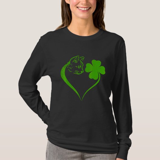 キュートキャットシャムロックアイリッシュSt patricks day子猫 Tシャツ (正面)