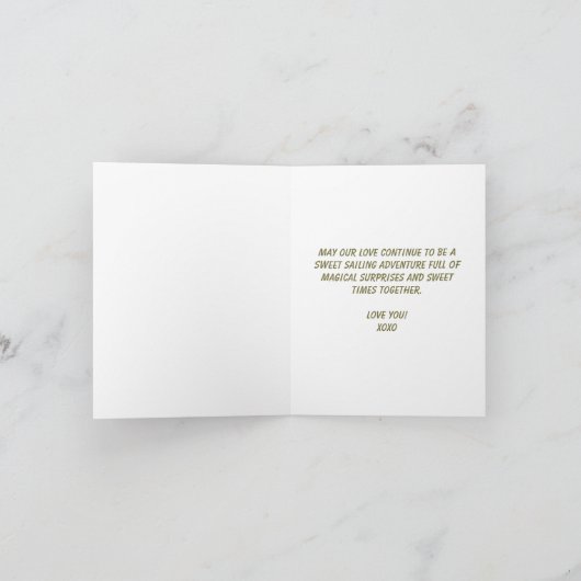 キュートキャットスイートアドベンチャーセーリングボートバレンタイン シーズンカード (内部)