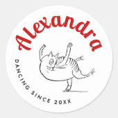 キュートキャットスケッチ赤と白エドワードリア ラウンドシール (正面)