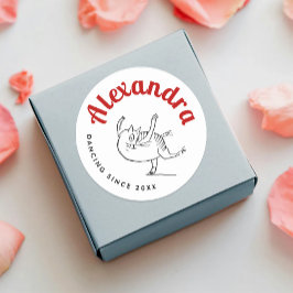 キュートキャットスケッチ赤と白エドワードリア ラウンドシール