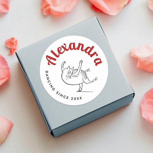 キュートキャットスケッチ赤と白エドワードリア ラウンドシール