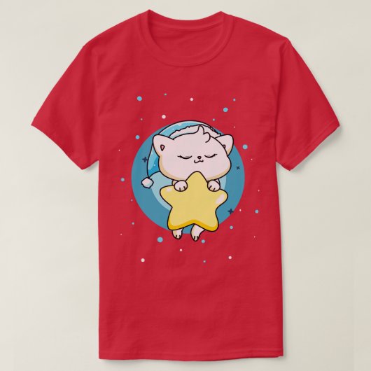 キュートキャットスリーピングパジャマスリープ子猫キッズ Tシャツ (デザイン正面)
