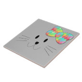 キュートキャットニャーレインボーグレイグリッター子猫キッズ タイル (側面)