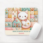 キュートキャットハウスキルトパッチワークパステル名前をカスタムする マウスパッド (マウス)