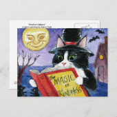 キュートキャットハロウィーンアートウィッチ魔法 ポストカード (正面/裏面)