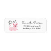 キュートキャットパーティの招待状ピンク差出人住所 ラベル (正面)