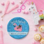 キュートキャットフラミンゴ子供の誕生日プールパーティー ペーパープレート (パーティー)