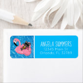 キュートキャットフラミンゴ子供の誕生日プールパーティー ラベル (インサイチュ)