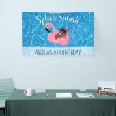 キュートキャットフラミンゴ子供の誕生日プールパーティー 横断幕 (トレードショー)