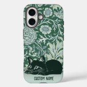 キュートキャットフローラアールヌーボーグリーン名前をカスタムする Case-Mate iPhoneケース (裏面)