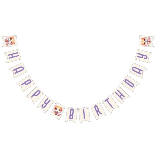 キュートキャットボバハッピーバースデー バンティングフラッグ (全)