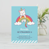 キュートキャットユニコーンレインボーガール誕生日 招待状 (スタンド正面)
