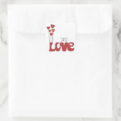 キュートキャットラブタイポグラフィ赤いハート |バレンタイン スクエアシール (バッグ)