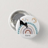 キュートキャットレインボーユニコーン名前をカスタムする 缶バッジ (正面&裏面)