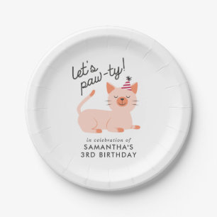 キュートキャット子供の誕生日パーティーオレンジ子猫 ペーパープレート
