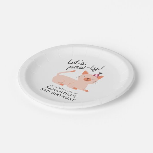 キュートキャット子供の誕生日パーティーオレンジ子猫 ペーパープレート (アングル)