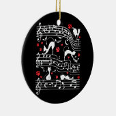 キュートキャット子猫遊ズ音楽クレフ、 音符記号ピアノミュージシャン セラミックオーナメント (右)