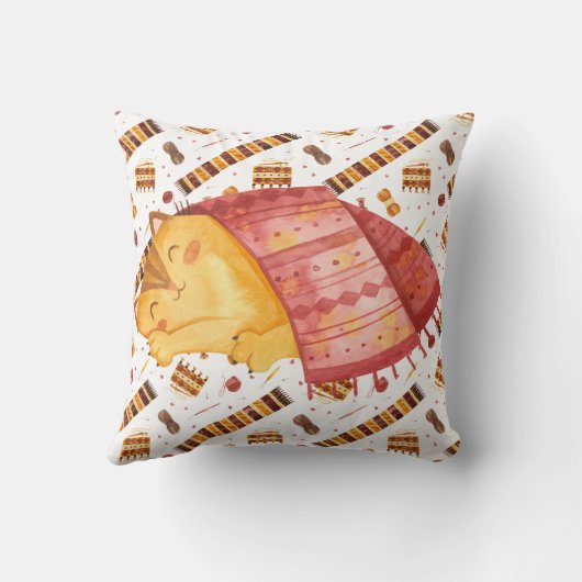 キュートキャット編み物デザイン クッション (裏面)