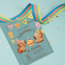キュートキャピー誕生日キャピバラパーティー 招待状
