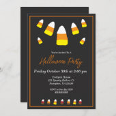 キュートキャンディコーンオレンジブラックハローウィンパーティ 招待状 (正面/裏面)