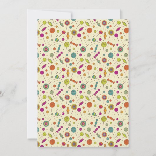 キュートキャンディテーマファースト誕生日招待状 招待状 (裏面)