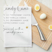 キュートキャンディーケーンカクテルレシピ キッチンタオル (四つ折り)