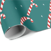 キュートキャンディーケーンティール(緑がかった色)クリスマス ラッピングペーパー (ロールコーナー)