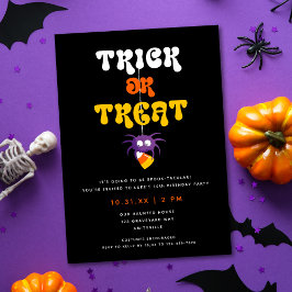 キュートキャンディーコーンキッズハローウィンパーティ招待状 シーズンカード