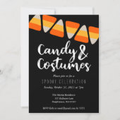 キュートキャンディーコーンキャンディとコスチュームハローウィンパーティ 招待状 (正面)