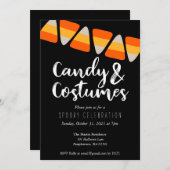 キュートキャンディーコーンキャンディとコスチュームハローウィンパーティ 招待状 (正面/裏面)