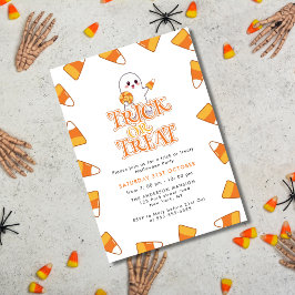 キュートキャンディーコーントリックオアトリートハローウィンパーティ 招待状