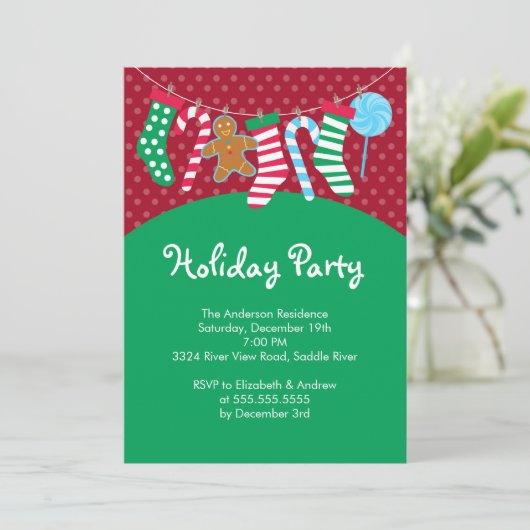 キュートキャンディー甘えクリスマスホリデーパーティ招待状 招待状 (スタンド正面)