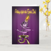 キュートキャンドルパープル誕生日 カード (黄色い花)