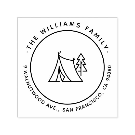 キュートキャンピングテントカスタムファミリー差出人住所 セルフインキングスタンプ (デザイン)