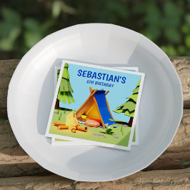 キュートキャンピングボンファイアパインツリー子供の誕生日パーティー スタンダードカクテルナプキン