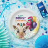 キュートキリンカラフル紙吹雪子供の誕生日パーティー ペーパープレート (パーティー)