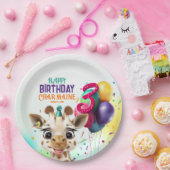 キュートキリンカラフル紙吹雪子供の誕生日パーティー ペーパープレート (パーティー)