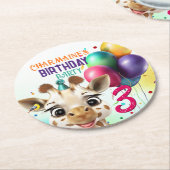 キュートキリンカラフル紙吹雪子供の誕生日パーティー ラウンドペーパーコースター (アングル)