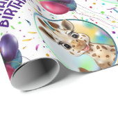 キュートキリンカラフル紙吹雪子供の誕生日パーティー ラッピングペーパー (ロールコーナー)