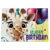 キュートキリンカラフル紙吹雪子供の誕生日パーティー ラージペーパーバッグ (正面)