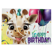 キュートキリンカラフル紙吹雪子供の誕生日パーティー ラージペーパーバッグ (裏面)