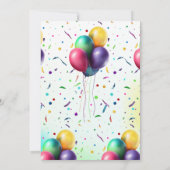 キュートキリンカラフル紙吹雪子供の誕生日パーティー 招待状 (裏面)