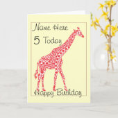 キュートキリンチャイルドエイジパーソナライズされた誕生日カ カード (黄色い花)