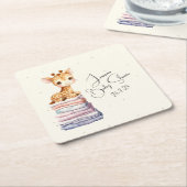 キュートキリンベビー スクエアペーパーコースター (アングル)